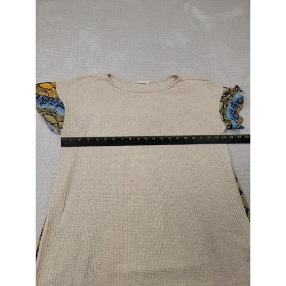 First Love Shirt Womens Medium Waffle Knit Over Sized Snake Print Back & Sleeve - Picture 3 of 7